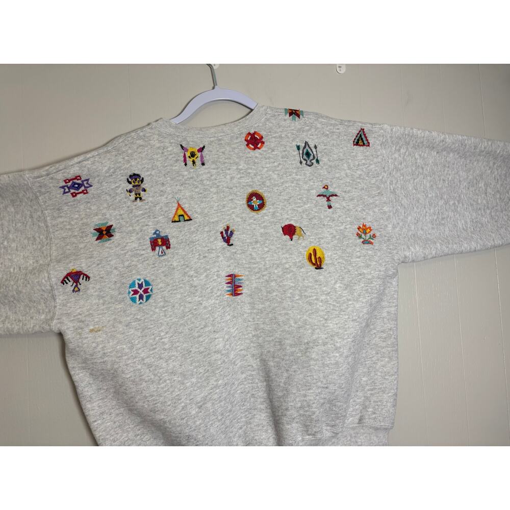 Hanes Premium Weight XL Embroidered Southwestern Native Crewneck - Picture 6 of 9